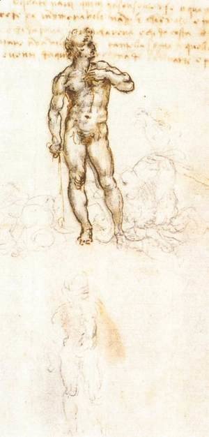 Leonardo Da Vinci - Study of David by Michelangelo