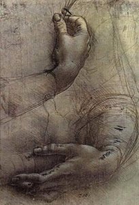 Study of Arms and Hands, a sketch by da Vinci popularly considered to be a preliminary study for the painting 'Lady with an Ermine'