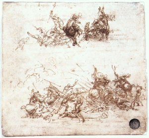 Study of battles on horseback and on foot 1503-04